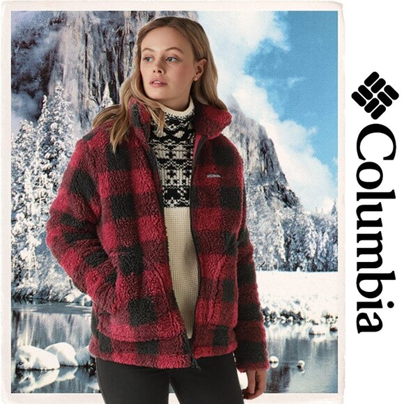 COLUMBIA Winter Pass Buffalo Check Full Zip Sherpa Jacket - Picture 1 of 12